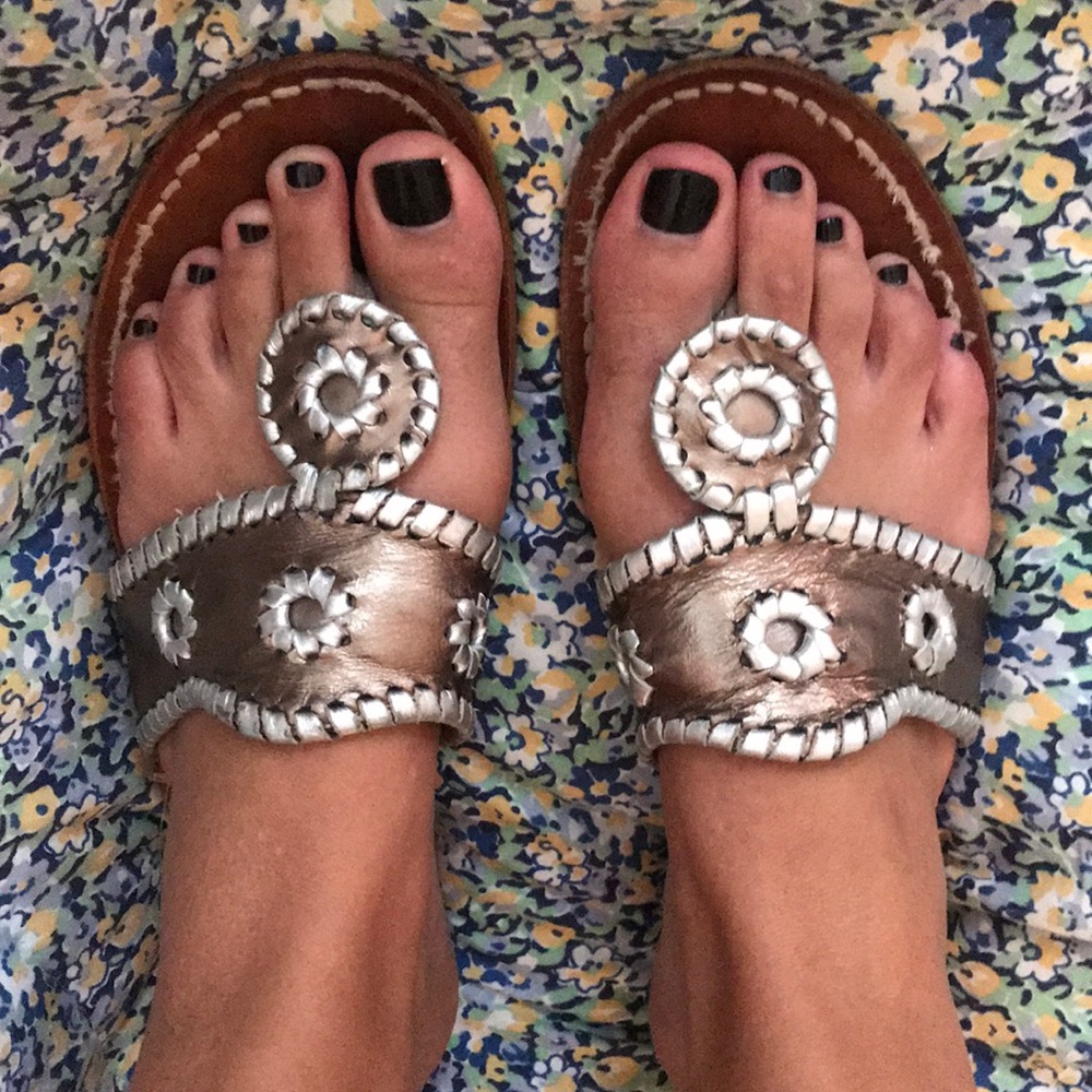 Pewter copper and silver Jack Roger sandals